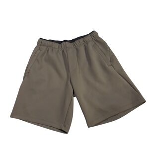 Brady Brand Mens Athletic Training Shorts Olive Taupe Ribbed Small Zipper Pocket